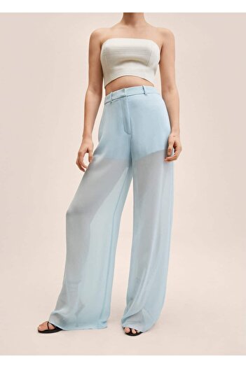 MANGO Woman Semi-Transparent Straight Cut Trousers
