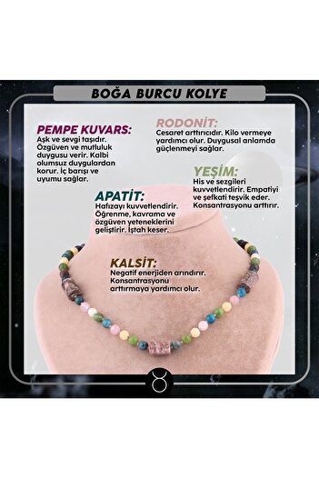 OSMANLI DOĞAL TAŞ Sertifikalı Boğa Burcu Doğal Taş Kolye M250