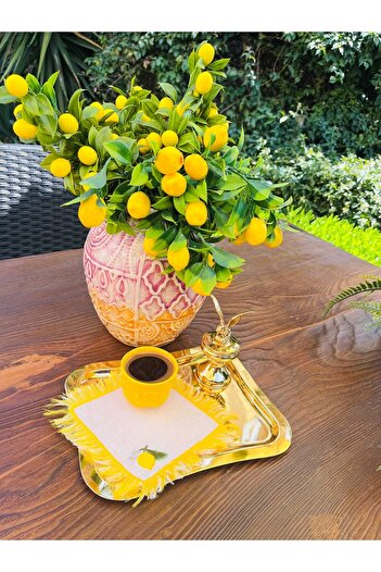 ge living Decorative Lemon Patterned Cocktail Napkin (2 Pieces)