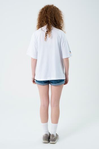 Eazy Co Eazy White Look Into Unisex Extra Oversize εμπριμέ κοντομάνικο μπλουζάκι
