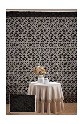 AKÇA TEKSTİL Vakko Model Black Color Rope Curtain Ready Buttons Sewn Rope Curtain 300*270 Cm