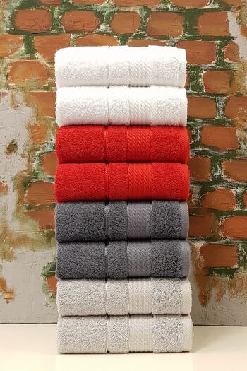Özdilek Trendy Towel 8 Pieces - A.grey K.grey Red White