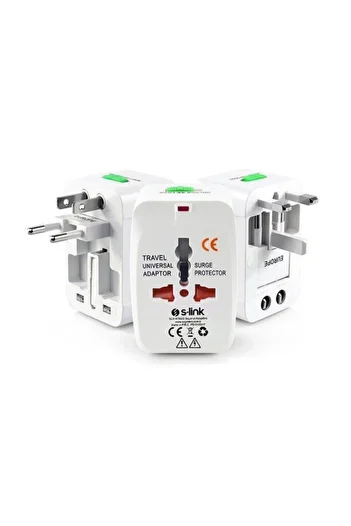 OEM محول السفر العالمي S-link Slx-wta03 باللون الأبيض * محول Powermaster متعدد المقبس