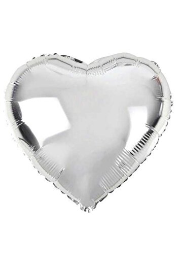 Deniz Party Store Kalp Folyo Balon 24" Inç 60 Cm Gümüş Renk 1 Adet