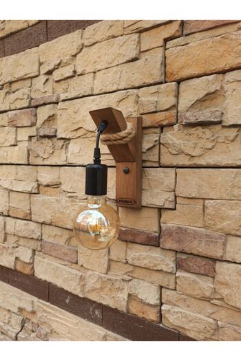 Aytaç Chandelier Beautiful Mono Rope Wooden Rustic Modern Wall Sconce