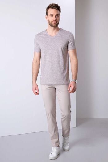 Pierre Cardin Ανδρικό T-Shirt με V λαιμόκοψη με λεπτή εφαρμογή Mink
