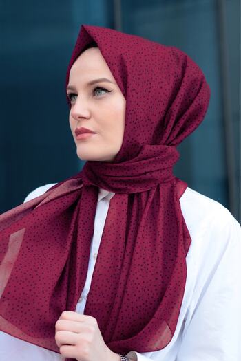 Stella Scattered Polka Dot Pattern Shawl 72x180 cm Dark Rose