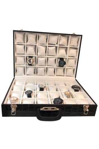 STAND MARKET Watch Bag 48 Pieces Black Patent Leather Inside White
