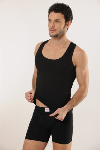 Hmd Men's Sports Undershirt 701 - Black Cotton and Lycra Comfortable Texture