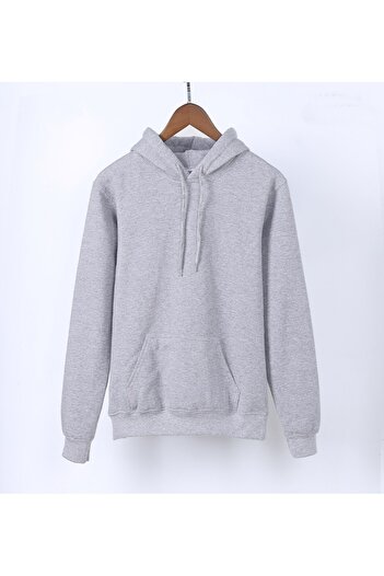 KAFF Unisex Gray Hooded Kangaroo Pocket Sweater