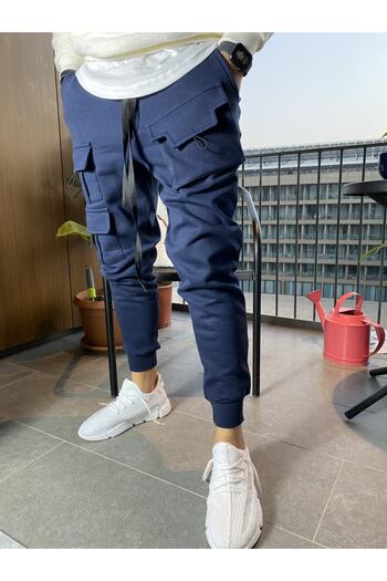 AUST GİYİM Ανδρική αθλητική φόρμα τσέπης Navy Blue Model Jogger