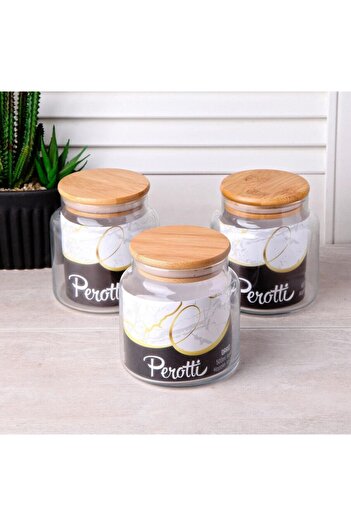 Perotti Dario 3 Pieces 500 ml Jar with Bamboo Lid