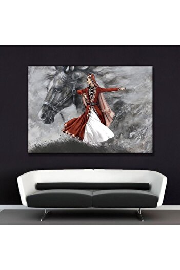 caddeko Kafkas Çift Kadın Kanvas Tablo Slm75 50x70cm