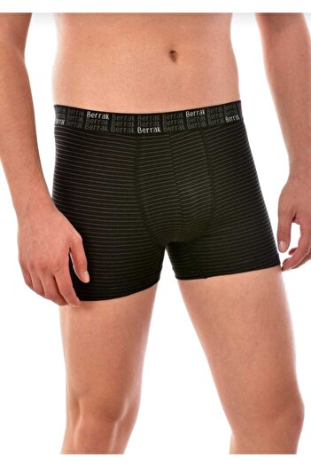 Berrak Ανδρικό μαύρο ριγέ Lycra Boxer 4475 3 Pack