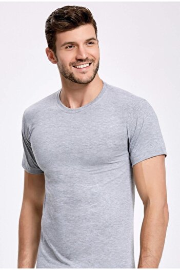 İlke Men's Light Gray O Neck Undershirt 1122
