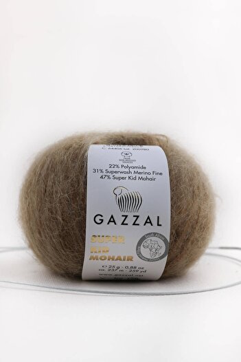Gazzal Super Kid Mohair 25 gr %78 Wool-%22 Pa Blended Natural Hand Knitted String Taka Yarn 64406