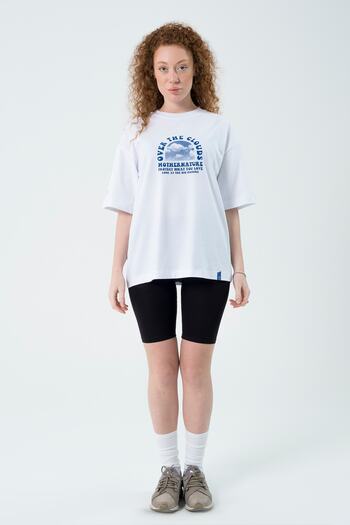 Eazy Co Eazy White Cloud Unisex Extra Oversize εμπριμέ κοντομάνικο μπλουζάκι