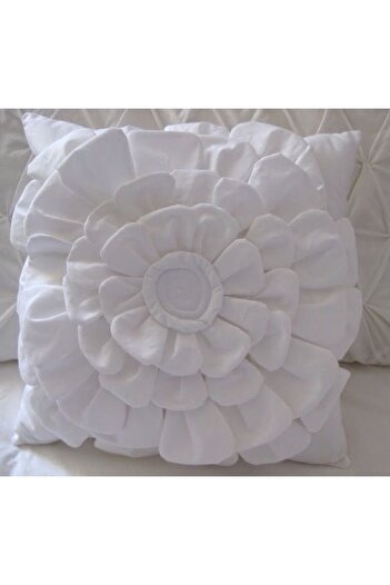METİNEV White Cotton Satin Kirlent Cover