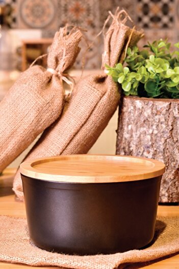 Bambum Black Slalom Bamboo Covered Granite Storage Box 12cm