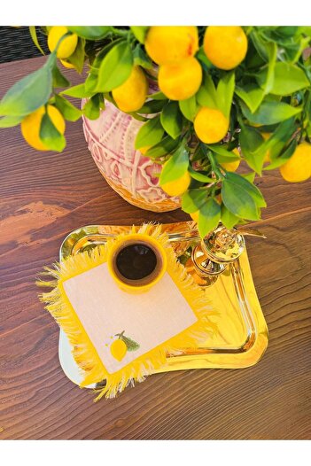 ge living Decorative Lemon Patterned Cocktail Napkin (2 Pieces)