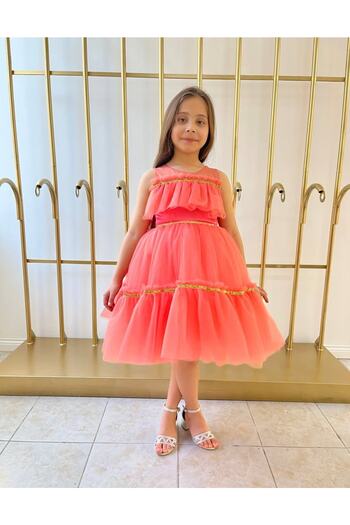 Sare Çocuk Giyim Children Evening Dress Fashion Design Tulle Sleeve Princess Model Dress For Birthday Wedding And Ceremony