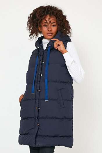 Weyeze Hooded Pocket Puffer Long Vest Ac-k59138lnw