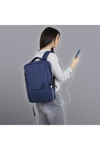 My Valice Smart Bag Active Slim Notebook Laptop Backpack with USB Charging Port Navy Blue