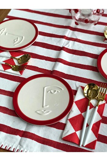 MeGgDecor طبق حلوى الوجه باللون الأحمر