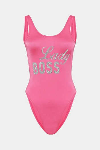 Açelya Okcu Lady Boss Slogan Push Up Swimsuit