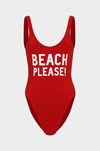 Açelya Okcu Beach Please!Slogan Push Up Swimsuit