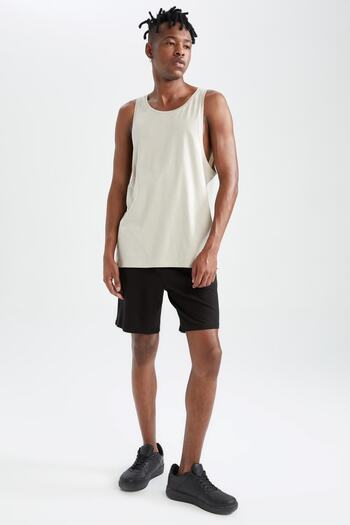 DeFacto Slim Fit Crew Neck Βαμβακερό χτενισμένο κάτω μπλουζάκι