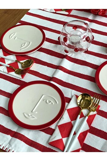 MeGgDecor طبق حلوى الوجه باللون الأحمر