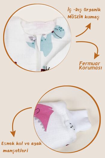 la mure baby 100% Cotton Organic Muslin Baby / Child Sleeping Bag, Spring / Summer Double Layer Muslin, Unfilled