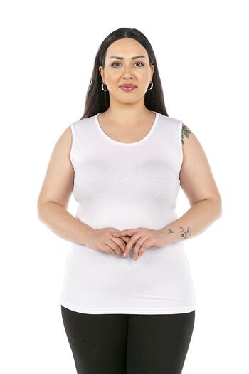 DISENTIS MODEST مقاس كبير رقبة مستديرة وأشرطة سميكة فيسكوز أبيض