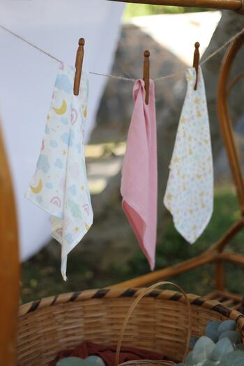Mujo Baby&Kids Double Layer Muslin Baby Wipes 6 Pieces - 50% Bamboo 50% Cotton - Sleeper Collection