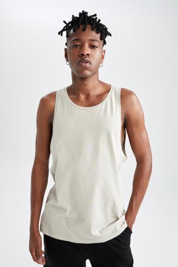 DeFacto Slim Fit Crew Neck Βαμβακερό χτενισμένο κάτω μπλουζάκι