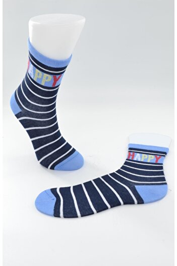 Ekinoks Striped-happy Written Boy Socks