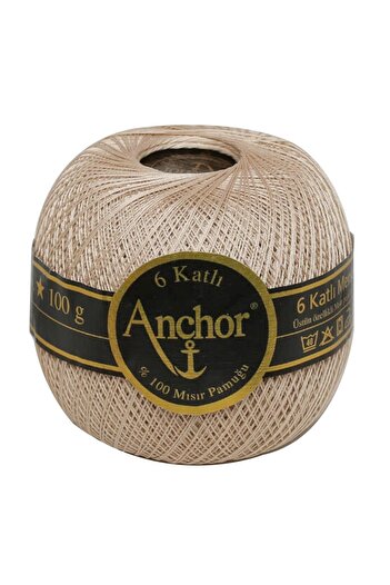 Anchor 6 Katlı Dantel Iplikleri - No: 50 - 100 Gr - Ekru
