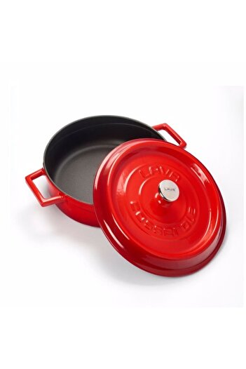 Lava Cast Iron Multi-Purpose Flat Pot Trendy Diameter(ø)24 Red