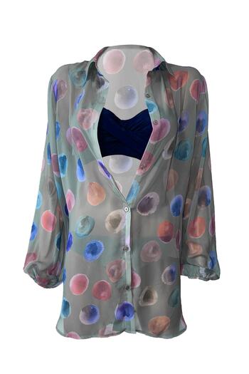 Bolder Jasmine Khaki Geometric Beach Shirt