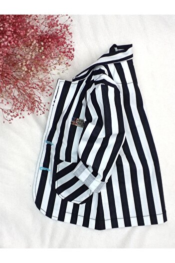 GallanD Boy's Black and White Striped Woven Fabric Sports Classic Seasonal Unlined Thin Jacket