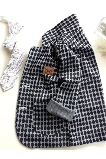 GallanD Boy's Smoke Color Polka Dot Knitted Flexible Comfortable Fabric Sports Classic Seasonal Jacket