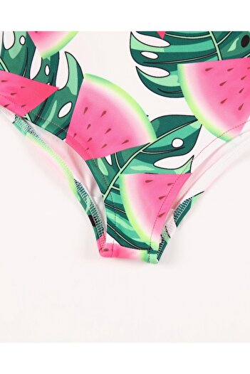 Gülersan Tekstil Girl's Swimsuit Tropical Fruits Mayokini Digital Printed Sea Pool Swimsuit