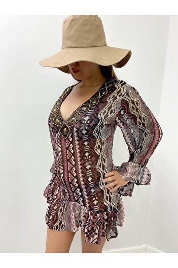 Secret Passion Lingerie Камінь Деталь Органічна Батик Фарба Новий Сезон Парео Шовк 1380