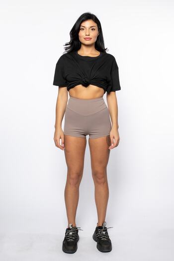 Grenj Fashion Mink Ribbed Extra High Waist Mini Shorts
