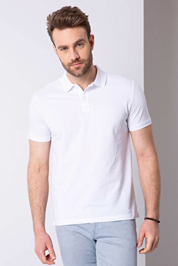 Pierre Cardin Λευκό Slim Fit Basic Polo T-shirt