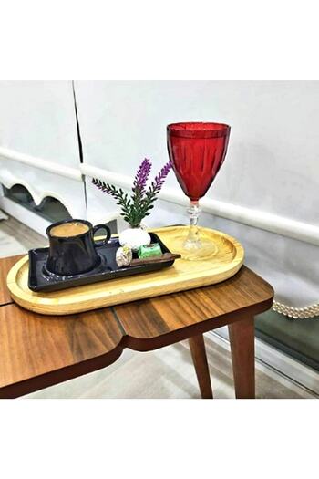 Pembelia Life 27 Cm Natural Wooden Presentation Plate & Multi-Purpose Serving Plate Oil Pot Stand