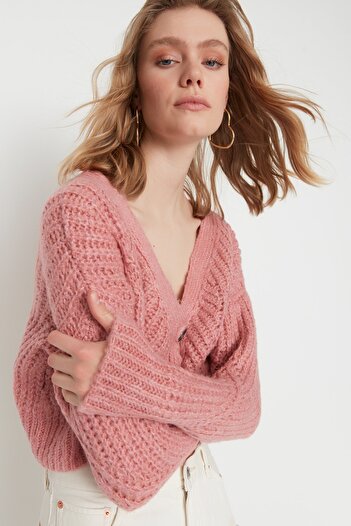 Trendyol Collection Ζακέτα με απαλή υφή σε σκόνη Crop Knitwear - TWOAW21HI0017