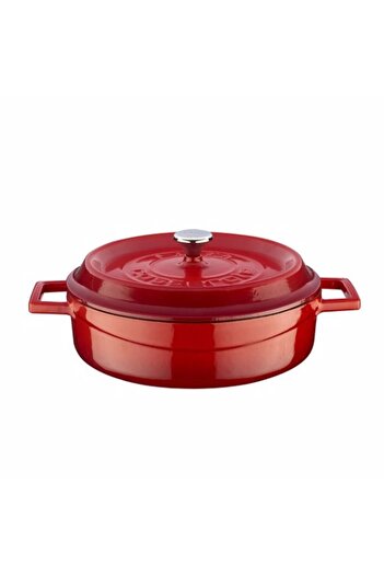 Lava Cast Iron Multi-Purpose Flat Pot Trendy Diameter(ø)24 Red