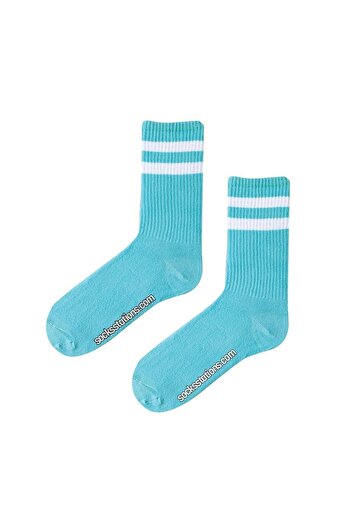 Socks Stations Унисекс светлосини, бели раирани дълги колежански спортни чорапи